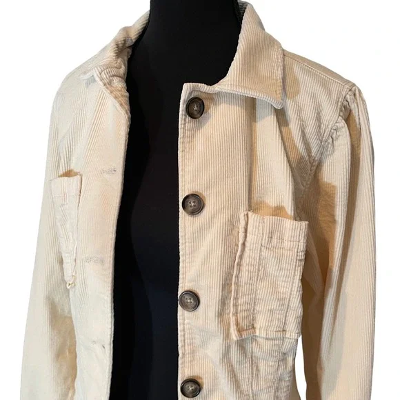 Kut From The Kloth Cream Corduroy Button Up Jacket Women Size M layering piece - Picture 3 of 7